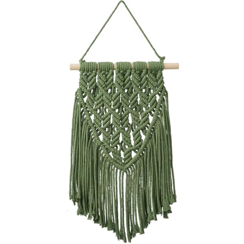 Nashibowu Small Macrame Wall Hanging Decor Boho Tapestry for Bedroom Living Room Dorm Nursery and Office, Cute Aesthetic Wall Art for Small Spaces for Teen Girls and Home Decor (Green, 16 * 10 Inch) - color: Green