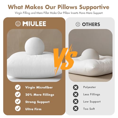 MIULEE Set of 2 Throw Pillow Inserts 20x20 Inches, 100% Virgin Filling Nonwoven Pillow Inserts for Couch Sofa Living Room - size: 20x20