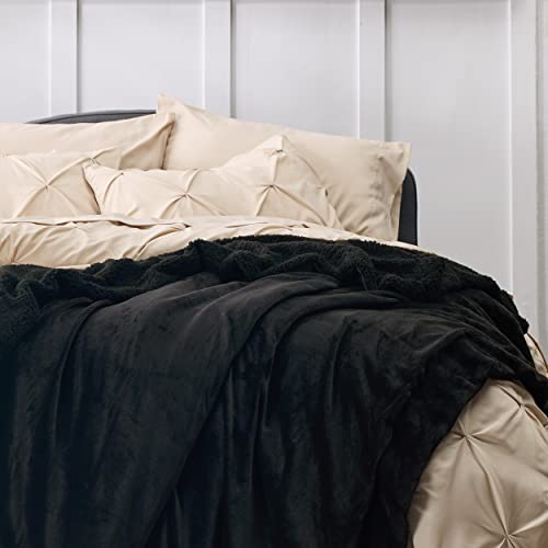 Bedsure GentleSoft Sherpa Fleece Throw Blanket for Couch, Non-Heated, Thick and Warm Throw for Women and Men, Soft Fuzzy Plush Blanket for Winter, Black, 50x60 Inches - color: 02 - Black, size: Throw (50" X 60")