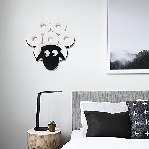 G Ganen Animal Decorative Toilet Paper Holders - Tissue Paper Storage Stand | Wall Mount Iron Tissue Basket, Sheep Art Decoration | Bathroom House Office Décor Tissue Paper Rolls Storage Shelf (Sheep)