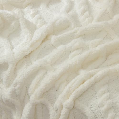 bearberry Plush Fleece Blanket Ultra Cozy & Warm Cable Knit - Machine Washable Throw for Living Room, Bedroom, Office | Lightweight Fuzzy Blanket for Adults, Kids, Pets (Cream, 50”x60”) - color: Cable Knit Cream, size: Throw(50″x60″)