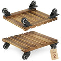Bamworld 14 Inch Large Plant Stand Wood Plant Caddy with Wheels Heavy Duty Plant Dolly with 360 Lbs Capacity, 360° Lockable Wheels for Large Plant Pots, Indoor and Outdoor Use 2-Pack - size: 14inch-Square-2pack