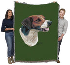 Pure Country Weavers English Foxhound Dog Woven Blanket Green by Robert May - Gift Cotton Tapestry Throw - Made in The USA - 72" x 54" - color: Green, size: 72" x 54"