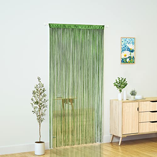 YaoYue Doorway String Curtain Door Curtains,Boho Hippie Hanging Fringe Room Divider for Patio Bedroom Closet Kitchen Laundry,Room Window Wall Door Decor(39×79in/100×200cm,Green) - color: Grass Green, size: 39"W x 79"L (Pack of 1)