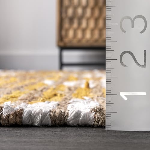 nuLOOM Hand Braided Marla Denim And Jute Diamonds Area Rug, 5x8, Yellow - color: Marla Yellow, size: 5' x 8' (Rectangular)