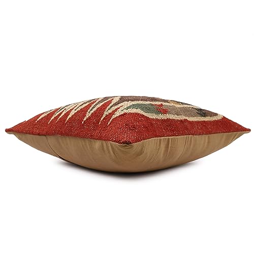 Throw Pillow Cover Wool Decorative Pillow Cover Kilim Pillow Cover 18x18 70% Jute 30% Wool – Indian Vintage Boho Cushion Case Decorative Oriental Throw Pillow for Sofa Rustic Home Decor Sham - color: Multi 06