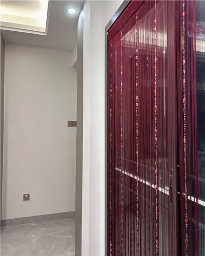 ave split 100cmX200cm Decorative Door String Curtain Beads Wall Panel Fringe Window Room Divider Blind for Wedding Coffee House Parts Door Divider Beads Tassel Screen Decoration (red Wine 25) - color: Red Wine 25