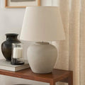 Nourison Home 20" Sand (Light Beige) Neutral Ceramic Table Lamp with Fabric Shade, Bedside Nightstand Lamp for Bedroom, Living Room, Entryway - color: Sand