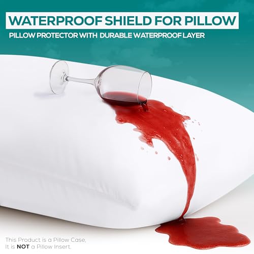 Set of 8 Pillow Protectors with Zipper Queen Size, Bed Bug and Dust Mite Proof Pillow Covers, Ultra Soft Pillow Encasements, Moisture Wicking and Waterproof Pillow Cases by Utopia Bedding (White) - size: Queen (Pack of 8)