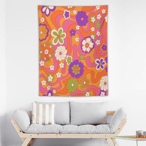 70s Vintage Flower Tapestry，Retro Floral Hippie Aesthetic Art Tapestries Home Decor for Living Room Bedroom Nursery 30"x40" - color: 70s Flower-4, size: 40"L x 30"W