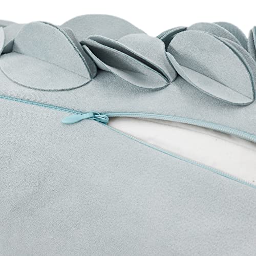 KINGROSE Handmade 3D Flower Throw Pillow Cover Home Decorative Pillow Case Soft Rectangular Cushion Cover for Sofa Couch Chair Living Room 12 x 20 Inches Solid Suede Sky Blue - color: Sky Blue - Solid Suede