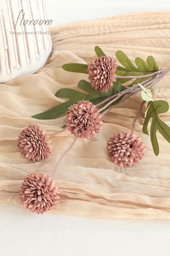 Floroom 5pcs Dusty Rose Faux Silk Mums Artificial Flowers, Bulk Fake Small Mini Chrysanthemums with Stems for DIY Wedding Centerpieces Floral Arrangements Vase Fillers Home Decorations - color: Dusty Rose, size: 5pcs