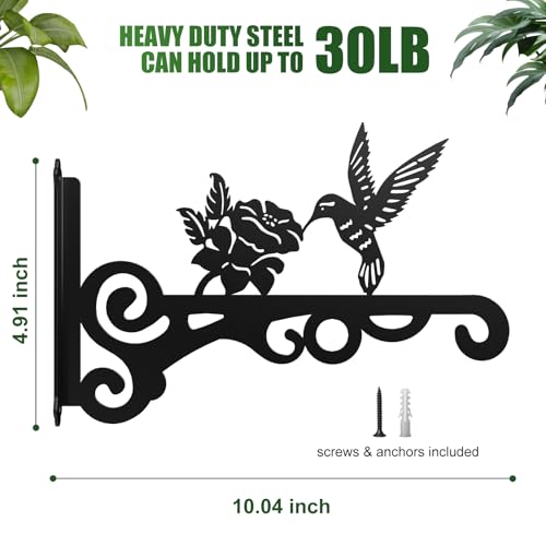 4-Pack Aesthetic Wall Plant Hanger Indoor and Outdoor – 10 Inch Metal Hanging Plant Bracket with Beautiful Bird Pattern – Heavy Duty Plant Hooks for Hanging Plants, Bird Feeder, Wind Chime, Lantern - size: 4-Pack Style 1