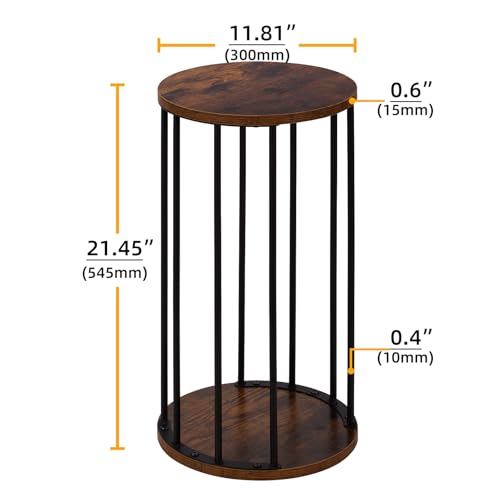 Plant Stand Indoor,small plant stool,Flower Pot Corner stand holder,Mid Century Heavy Duty Metal Tall Home Decor,Modern Round End Table,Small Rustic Display Stand for Living Room,Bedroom(Brown,21In) - color: 55cm brown