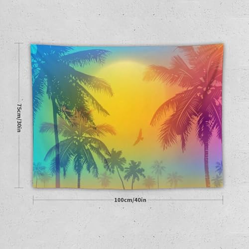 Kurtect Tropical Beach Tapestry,Colorful Coconuts Tree Palm Tree Summer Ocean Print Tapestries for Party Beach Picnic Blankets Tablecloths Living Room Wall Deocr, 30x40 in - color: style-10, size: 40"L x 30"W