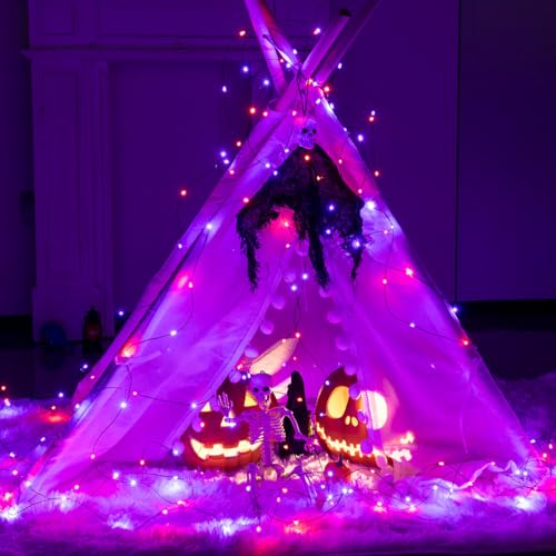 Halloween Fairy Lights 400FT 1200 LED Long Waterproof Plug in Purple and Orange LED String Lights with Remote 8 Modes for Indoor or Outdoor, Patio, Backyard,Garden - color: Purple Orange, size: 400FT 1200LEDs