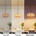 24" Large Rattan Chandelier, 6-Light Boho Dining Room Light Fixture Over Table, Natural Handwoven Wicker Pendant Lamp for Living Room, Coastal Farmhouse Hanging Ceiling Light - color: Beige-W60cm