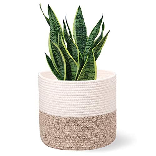 Planter Baskets for Indoor 11" Planters Cotton Rope Flower Plant Pots Cover,Woven Storage Baskets for Crafts, Organization Modern Home Decor 11"x11"Khaki - color: A-khaki, size: W 11"x H 11"