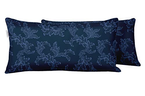 Indoor/Outdoor Polyester Fabric Lumbar Pillow Cover, All-Weather Waterproof Rectangular Cushion Case for Patio Furniture, 12 x 18 Set of 2 - Abstracts-67 - color: Navy Blue, size: 18" x 12" (Pack of 2)