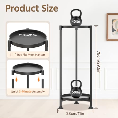 LASZOLA 2 Tier Black Plant Stand Indoor for Large Tall Heavy Duty Flower Planter, Metal Vertical Multi Level Rack for Narrow Floor Corner, Sturdy Round Holder Organizer, Modern, Mid Century, Farmhouse - color: Graphite Black, size: 2 Tier