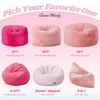 Hobestluk 3 in 1 Bean Bag Chair Giant Bean Bag Chairs for Adults with Bubble Cover Convertible Bean Bag Floor Cushion with Machine Washable Cover for Living Room (Bubble Pink) - color: Peach Pink