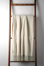 EP Mode Fringed Mulberry Silk Throw Blanket for Sofa (Whisper White) - color: Whisper White