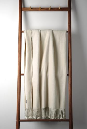EP Mode Fringed Mulberry Silk Throw Blanket for Sofa (Whisper White) - color: Whisper White