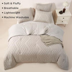Oatmeal Tufted King Comforter Set 3 Pieces | Boho Farmhouse Bedding, All Season, Soft Microfiber, For Women Girls Teens