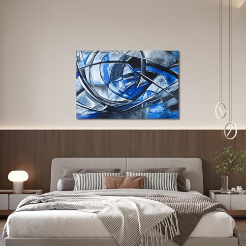 Abstract Wall Art Decor Modern Wall Art Pictures for Living Room Canvas Art Wall Decor Abstract Blue Wall Art Prints Artwork for Walls Black and White Wall Art Decorations Home Office Decor 24" X 36" - color: JYQ-01S, size: 36"L x 24"W
