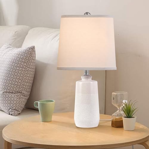 EUO 20.5" Ceramic Table Lamps Set of 2 for Bedroom, White Lamps for Nightstand Set of 2, Minimalist Ceramic Lamp for Living Room, Modern Matte White Table Lamp for Small Space - color: WH-S