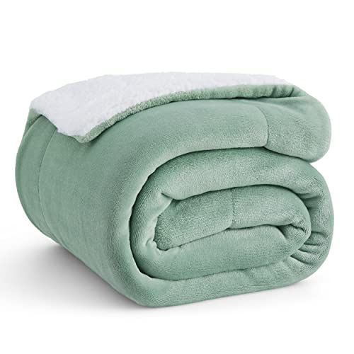 Bedsure GentleSoft Sherpa Fleece Throw Blanket for Couch, Non-Heated, Thick and Warm Throw for Women and Men, Soft Fuzzy Plush Blanket for Spring, Sage Green, 50x60 Inches - color: 04 - Sage Green, size: Throw (50" X 60")