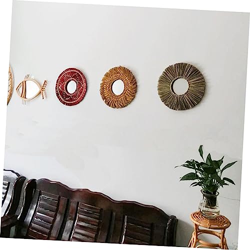 Cabilock Scandinavian Home Decor Round Wall Mirror Boho Style Tassel Woven Handmade Wall Art