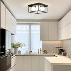 Flush Mount Ceiling Light, 12.6” Close to Ceiling Light Fixtures with Globe Glass Shade, 4-Light Black Ceiling Light Fixture for Bedroom Kitchen Hallway Living Room Dining Room Entryway - color: 4 Light Black