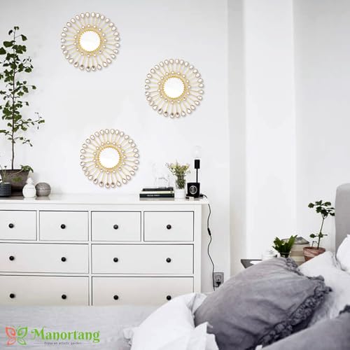 Gold Mirrors - Sunburst Valentine Wall Art, Decorative Round Mirrors for Valentine Bedroom, Living Room, Bathroom, Kitchen, Entryway, Hallway - Set of 3 - color: White, Black, Green, Orange, Purple