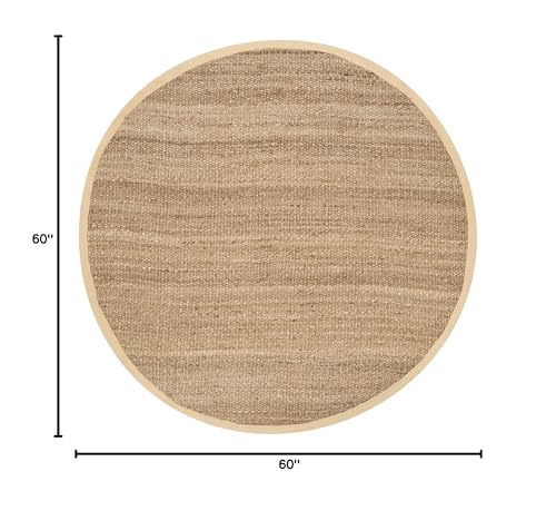 SAFAVIEH Natural Fiber Collection 5' Round Natural NF732A Handmade Farmhouse Premium Jute Area Rug - size: 5' (Round)