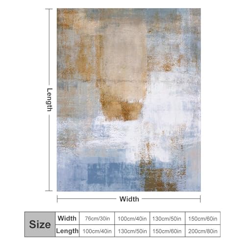 Abstract Gradient Blanket, Modern Fashion Art Blue Brown Painting Strokes Pattern Soft Warm Cozy Plush Flannel Covers for Livingroom Bedroom Couch Chair Camping Travel Home Decor Tapestry 30x40in - color: Abstract-18, size: 30W" x 40L"