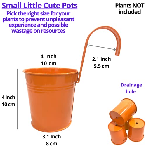 LaLaGreen Railing Planter - 10 Pack, 4 Inch Hanging Wall Herb Planters for Outdoor Plants Orange Metal Hanging Flower Pot Yellow Deck Planters Outdoor Rail Garden Balcony Porch Macetas Colgante Pared - size: 4 Inch (Orange/Yellow)