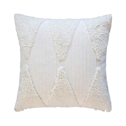 Fennco Styles Handcrafted Tufted Geometric Decorative Throw Pillow Cover & Insert 20" W x 20" L - White Cushion for Home, Couch, Living Room, Bedroom, Living Room, Office Décor - style: 20 Inchx20 Inch Pillow Cover + Insert