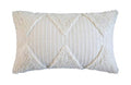 Fennco Styles Handcrafted Tufted Geometric Decorative Lumbar Throw Pillow Cover 12" W x 20" L - White Cushion Case for Home, Couch, Living Room, Bedroom, Office Décor - style: 12 Inchx20 Inch Pillow Cover