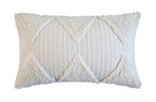 Fennco Styles Handcrafted Tufted Geometric Decorative Lumbar Throw Pillow Cover 12" W x 20" L - White Cushion Case for Home, Couch, Living Room, Bedroom, Office Décor - style: 12 Inchx20 Inch Pillow Cover