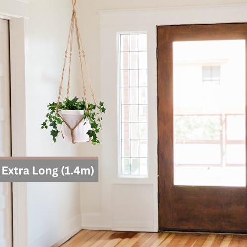 Giant XXL 55 Inches Macrame Planter Hanger Large for 15 inch Pot + Swag Hook | Extra Large Hanging Planter for Indoor Plants | No Pot/Plant Included (XXL Jute) - color: Brown