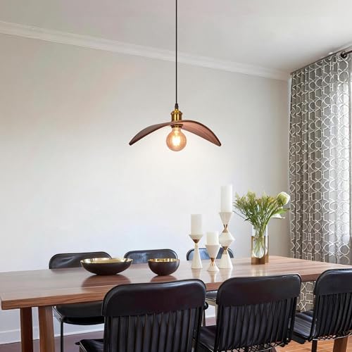 15.3" Pendant Lights Kitchen Island, 1-Light Natural Wood Ceiling Light Fixture Modern Hanging Lamp Decor for Kitchen Island Bedroom, Dining Room, Living Room, Nursery, Entryway, Foyer - size: 15.3" W x 7" H