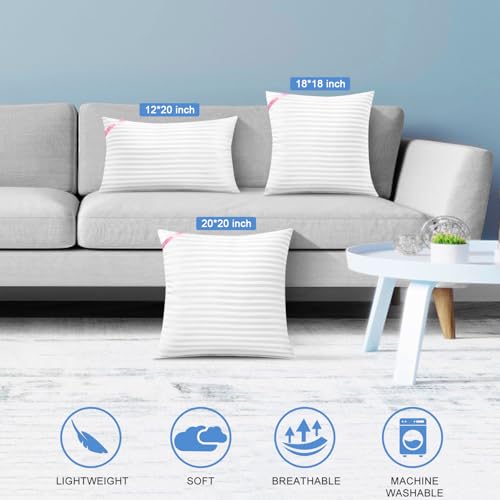 EIUE Throw Pillow Inserts, Machine Washable Pillows,Premium Polyester Fiber Fill for Sofa Bed & Decorative Cushions (White, 20x20inch) - size: 20x20inch