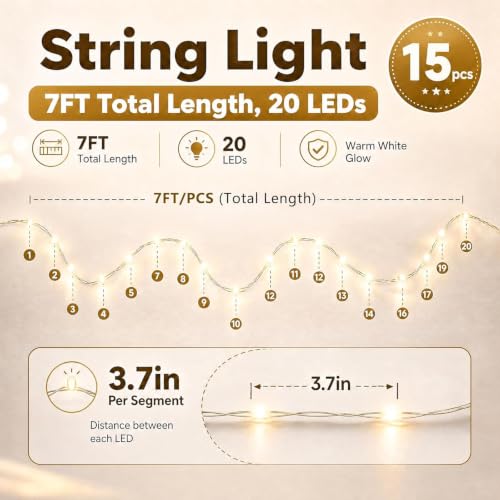 DomeStar 15 Pack Battery Operated Fairy Lights, Warm Fairy Led Lights for Mason Jars DIY Crafts Wedding Table Centerpieces - color: Warm White, size: fifteen