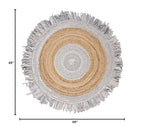 SAFAVIEH Cape Cod Collection Area Rug - 4' Round, Light Grey & Natural, Handmade Boho Fringe Jute & Cotton, Ideal for High Traffic Areas in Living Room, Bedroom (CAP701F) - color: Light Grey/Natural, size: 4' (Round)