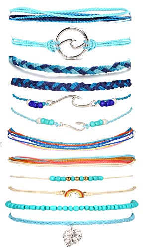 choice of all String Bracelets for Women Boho Wave Surfer Beach Wear Cute Bracelets Set Summer Friendship Jewelry Accessories Beach Stuff - color: D2:12 pcs blue orange surfer bracelets