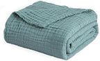 EMME Cotton Throw Blanket for Couch Soft Muslin Blankets 50"x60" Lightweight Breathable Blanket All Season Gauze Blanket, Teal - color: 01 - Teal, size: Throw (50" x 60")