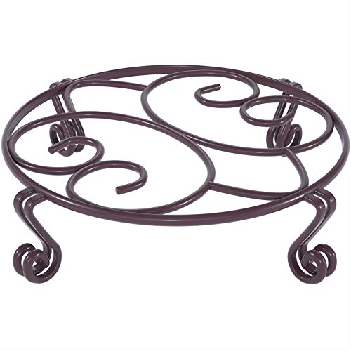 Yimobra Original Patented Plant Stand for Flower Pot Heavy Duty Potted Holder Indoor Outdoor, Metal Rustproof Iron Garden Container Round Supports Rack for Planter, Brown, 10.2 Inches - color: Brown, size: 10.24 x 2.36 inches