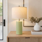 G-SAFAVA 20.5" Small Table Lamps for Living Room Lamp Single Ceramic Lamps for Bedroom Bedside Lamps Modern Boho Lamps for Night Stands Farmhouse Nightstand Lamp Side End Table Lamp, Light Green - color: Light Green - Single