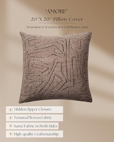 Throw Pillow Covers, Pack of 1 Woven Jacquard Cushion Covers for Sofas, Couches, Bed, Boho Home Decor, Cozy Soft and Comfortable Pillow Cases, Amorf, Brown 20x20 Inch - color: Brown, size: 20" x 20" (Pack of 1)